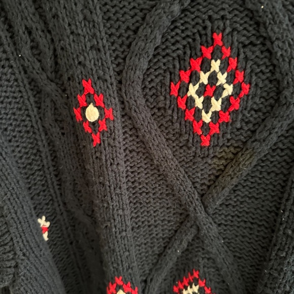 Liz Claiborne Navy Cotton Sweater with hand embellished embroidery - Picture 3 of 9